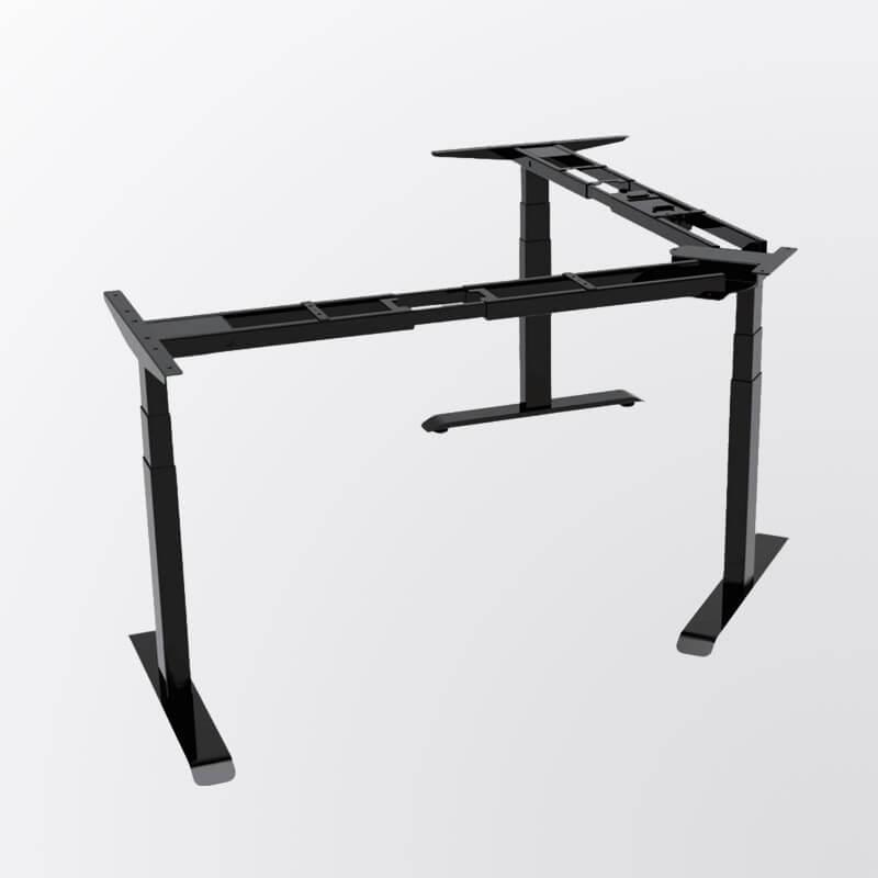 L shape 3 legs height adjustable standing desk frame