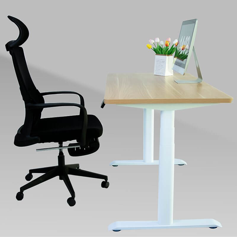 Oval column leg height adjustable desk frame